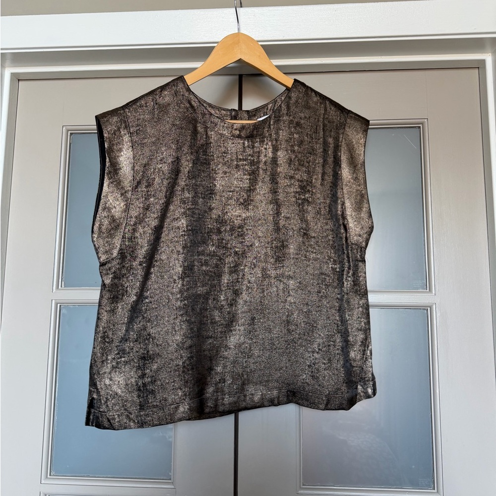 Evereve Metallic Black Sleeveless Blouse